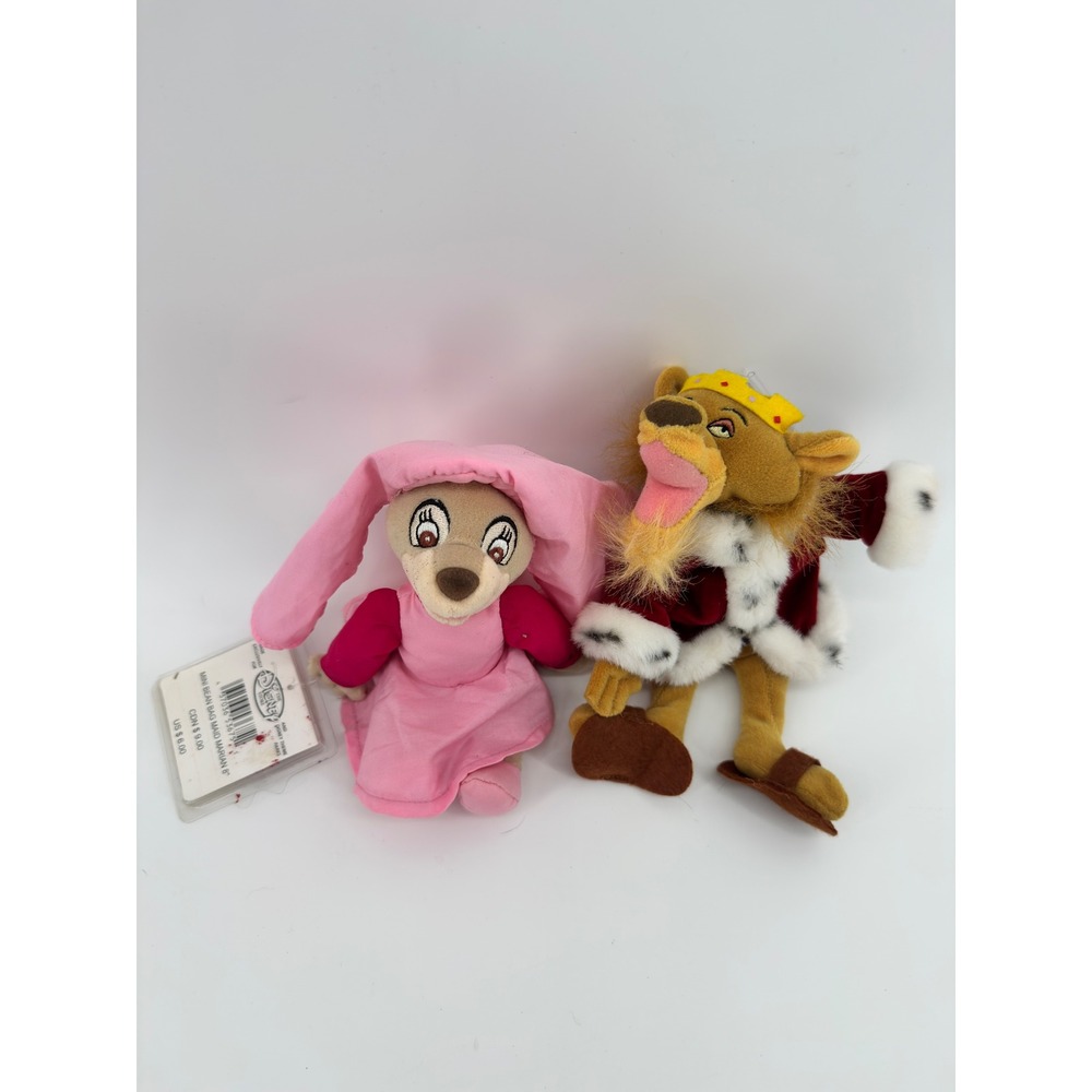 VTGDisney Store Robin Hood Maid Marian Prince John Mini Bean Bag Plush Set 8in